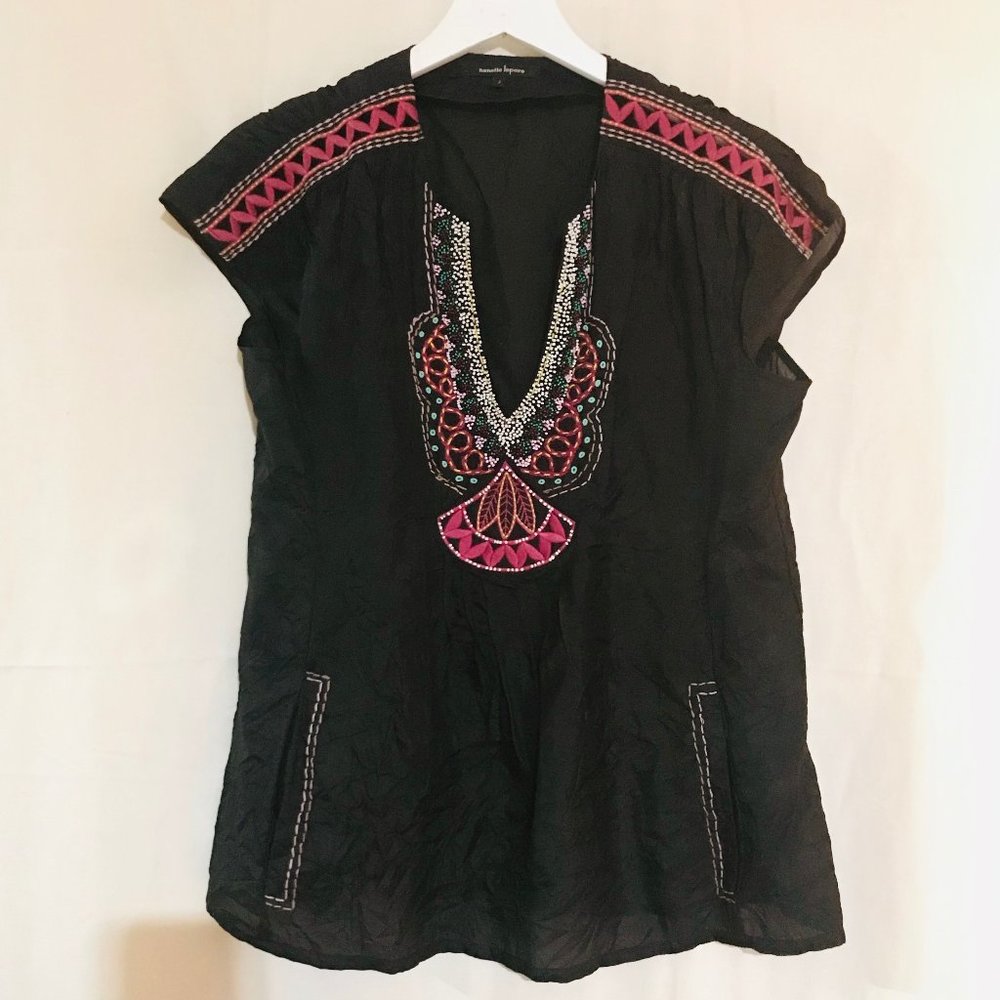 nanette lepore Silk Crinkle Chiffon top size 2